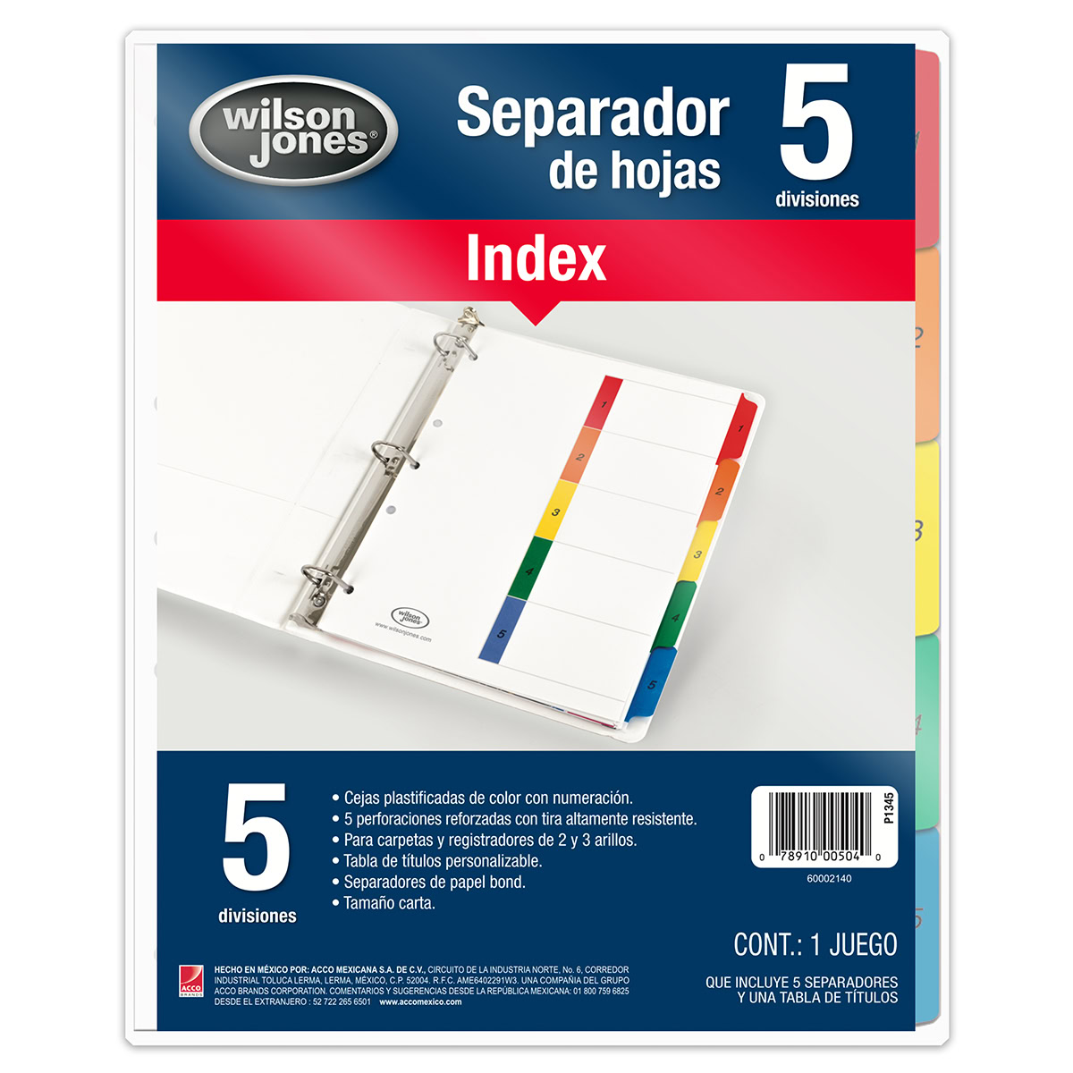 Separador numerado 5 divisiones